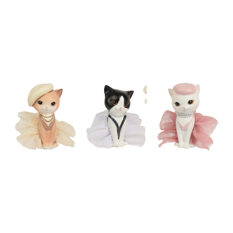 Figurine chat assise style mode – Multicolore — toutes les variantes sur fond blanc