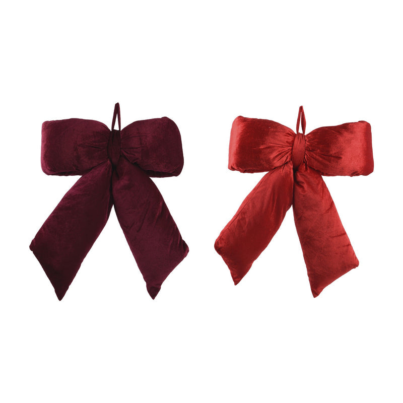 Grand nœud de Noël en polyester – Bordeaux et rouge — Bordeaux sur fond blanc