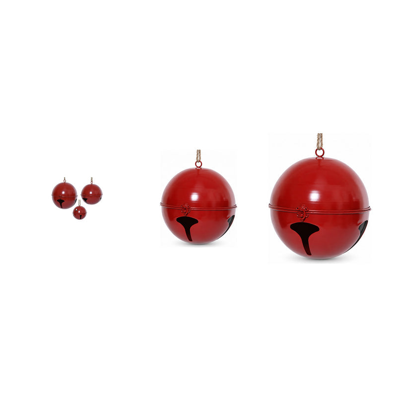 Grelot de Noël en fer – Rouge — 14 × 14 cm sur fond blanc
