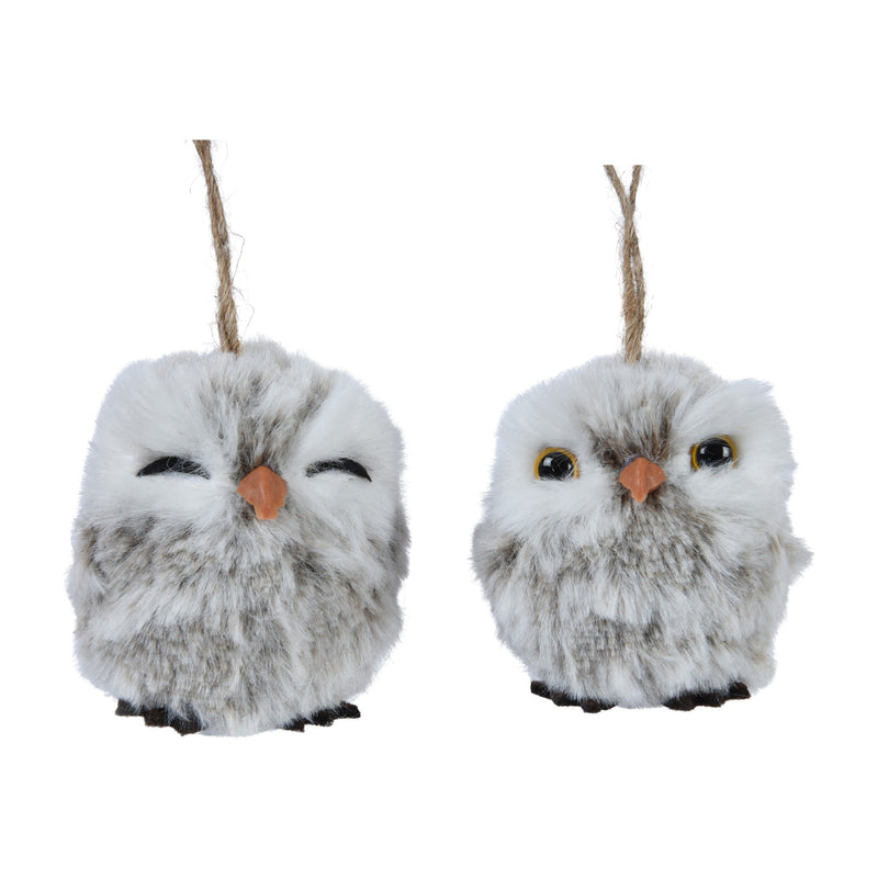 Ornement hibou de Noël – Gris — toutes les variantes sur fond blanc