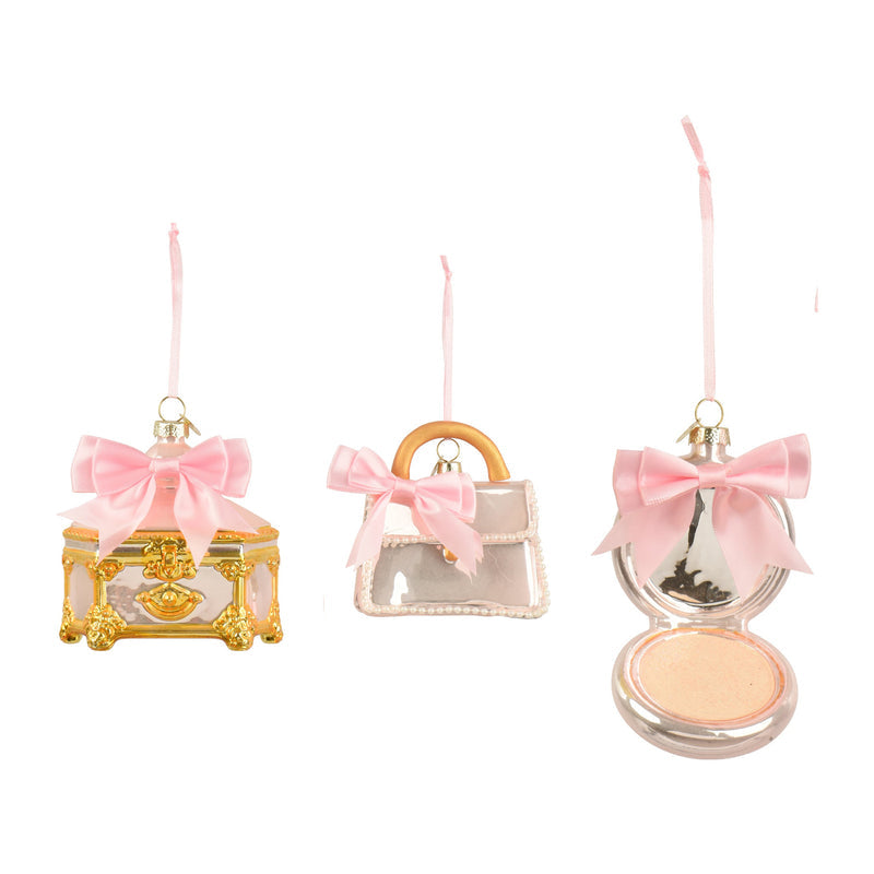 Ornements de Noël accessoires – Rose — toutes les variantes sur fond blanc