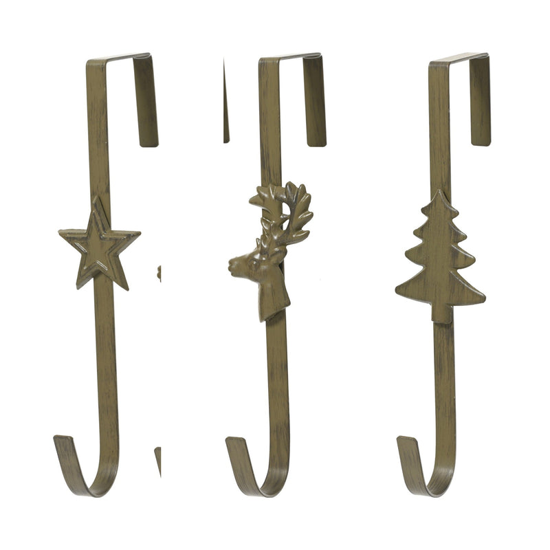 Porte-couronne de Noël en fer – Brun — Étoile sur fond blanc