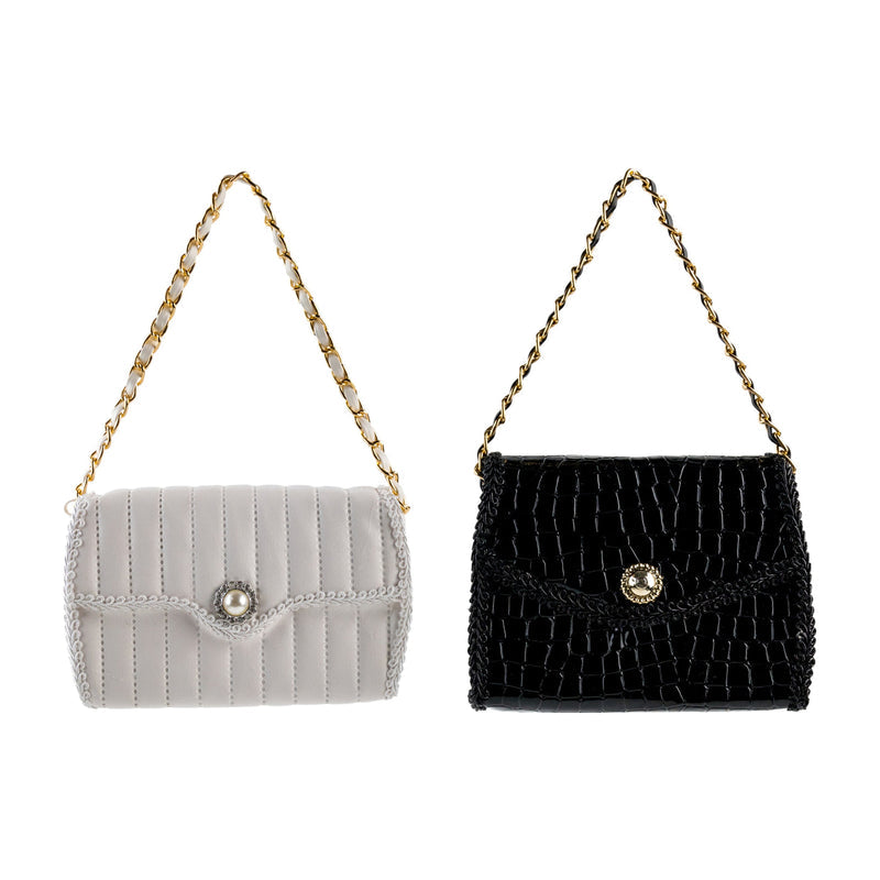 Sac à main décoratif de Noël – Crème et noir — toutes les variantes sur fond blanc