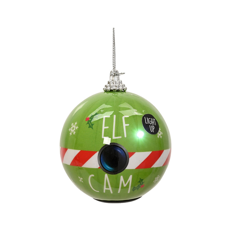 Boule de Noël LED Elf Cam – Vert clair — vue du produit sur fond blanc