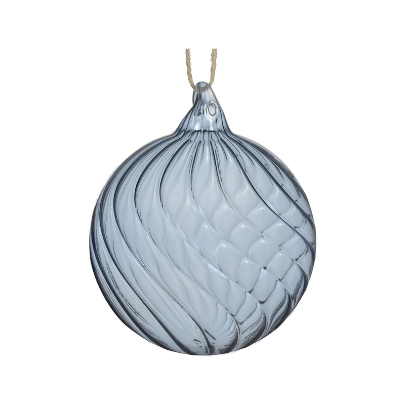 Boule de Noël en verre à tourbillon – Bleu glacé