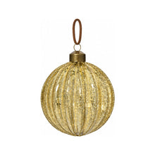 Boule de Noël en verre à lignes pailletées – Champagne rond