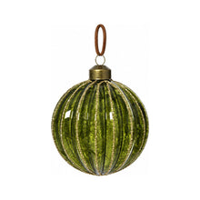 Boule de Noël en verre à lignes pailletées – Vert rond