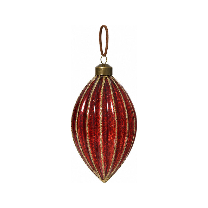 Boule de Noël en verre à lignes pailletées – Bordeaux goutte