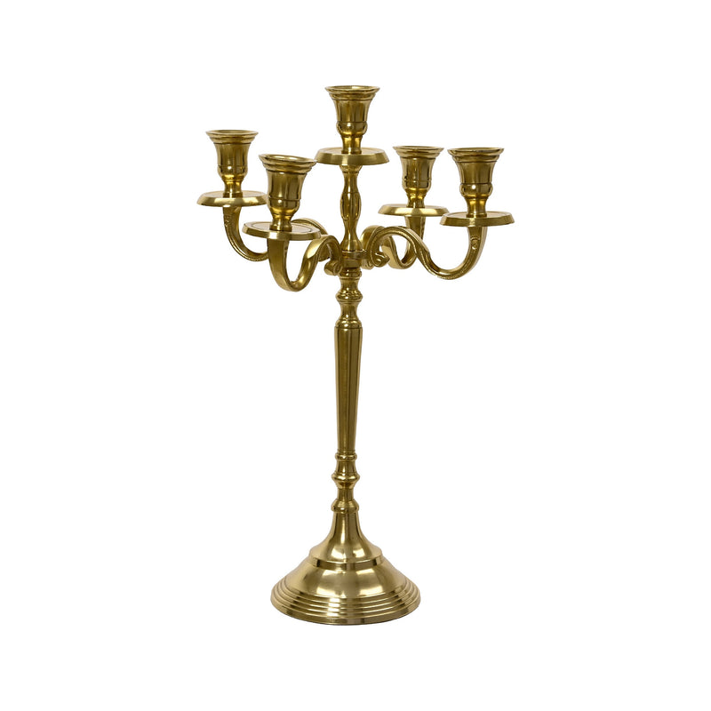 Bougeoir à cinq branches en aluminium – Doré