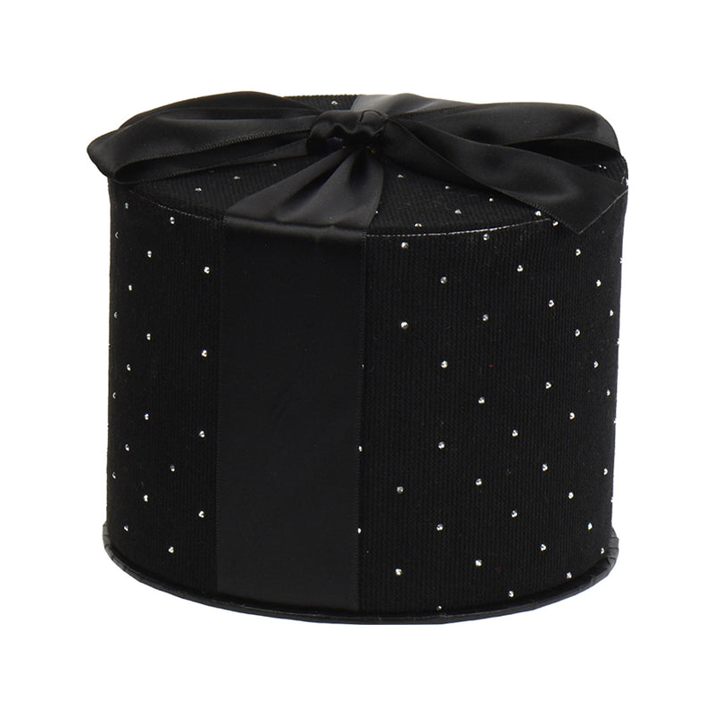 Boîte cadeau décorative en velours côtelé – Noir – 14 × 11 cm