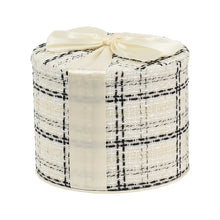 Boîte cadeau décorative en tweed – Ivoire et noir – 16 × 13 cm