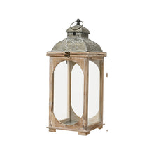 Lanterne de Noël en bois de sapin – Bois naturel et gris – 24 × 24 × 60,5 cm