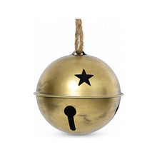 Grelot de Noël étoilé en fer – Or antique – 20,5 × 21 cm