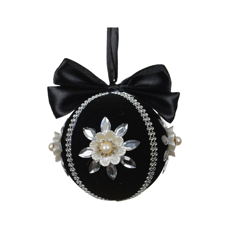 Boule de Noël couture – Fleur perlée