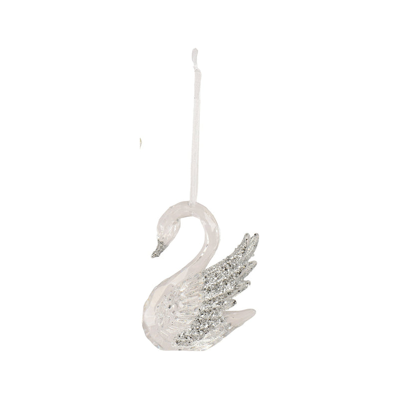 Décoration de Noël cygne – Modèle 2 · Transparent / Argent