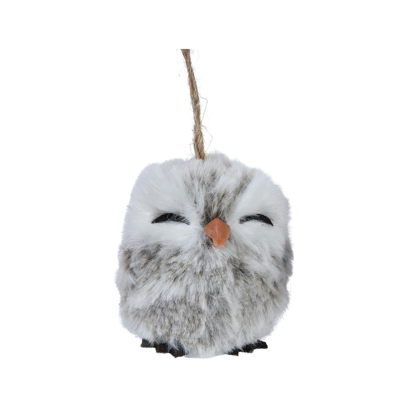 Ornement hibou de Noël – Modèle 1 · Gris / Blanc