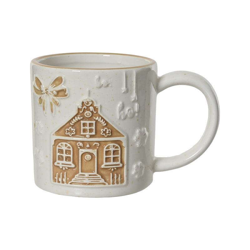 Tasse de Noël maisons en pain d’épice – Blanc — produit sur fond blanc