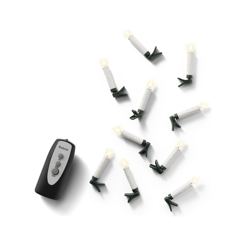 Ensemble de 10 bougies LED pour sapin – Blanc — vue du produit sur fond blanc