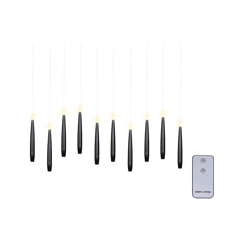 Ensemble de 10 bougies LED pour sapin – 15 cm — Noir sur fond blanc