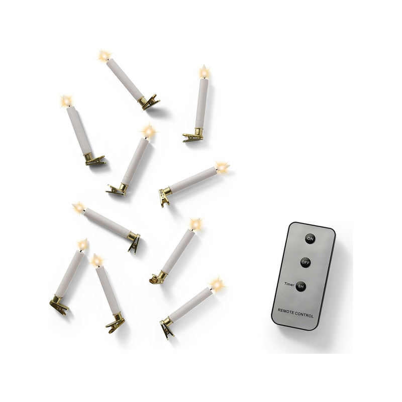 Ensemble de 10 bougies LED pour sapin – Blanc — vue du produit sur fond blanc