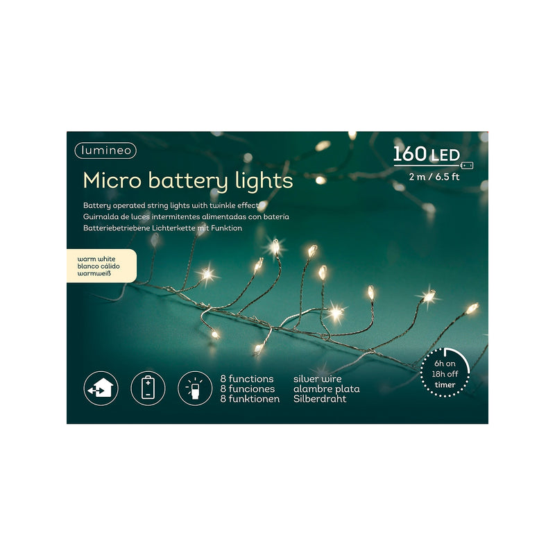 Guirlande micro-LED 160 lumières – Argent — produit sur fond blanc