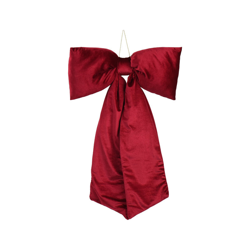 Grand nœud de Noël en velours – Bordeaux — produit sur fond blanc