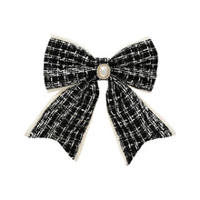 Nœud de Noël sur clip à strass – Noir – Grand