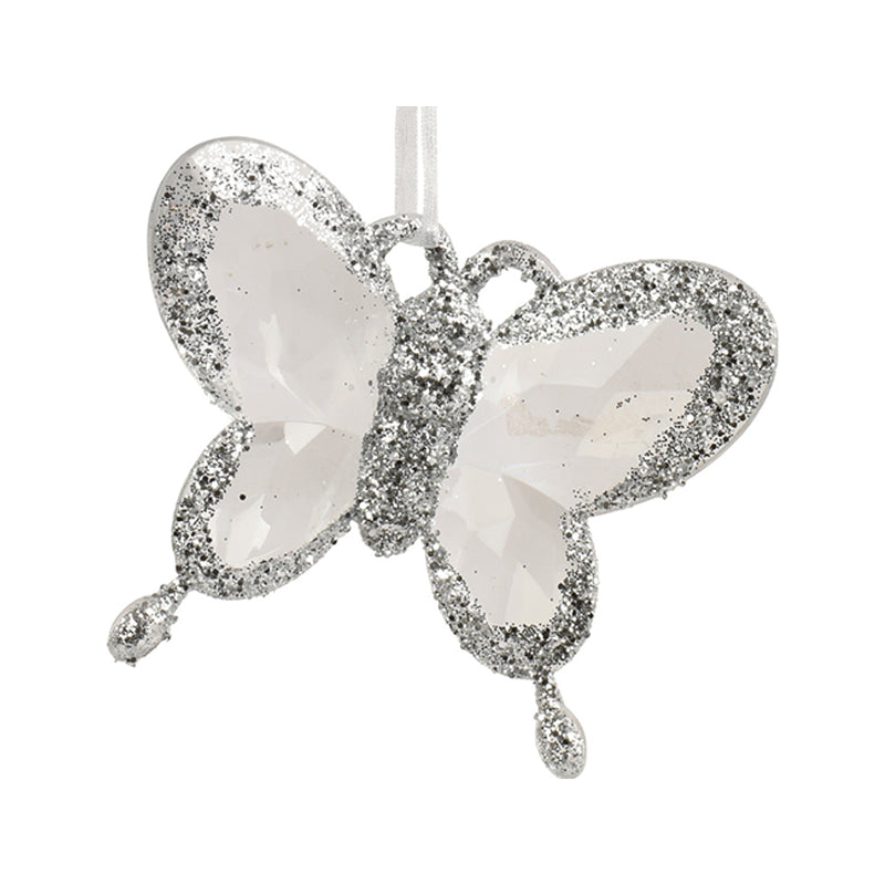 Ornement papillon – Modèle 1 · Transparent / Argent / Irisé