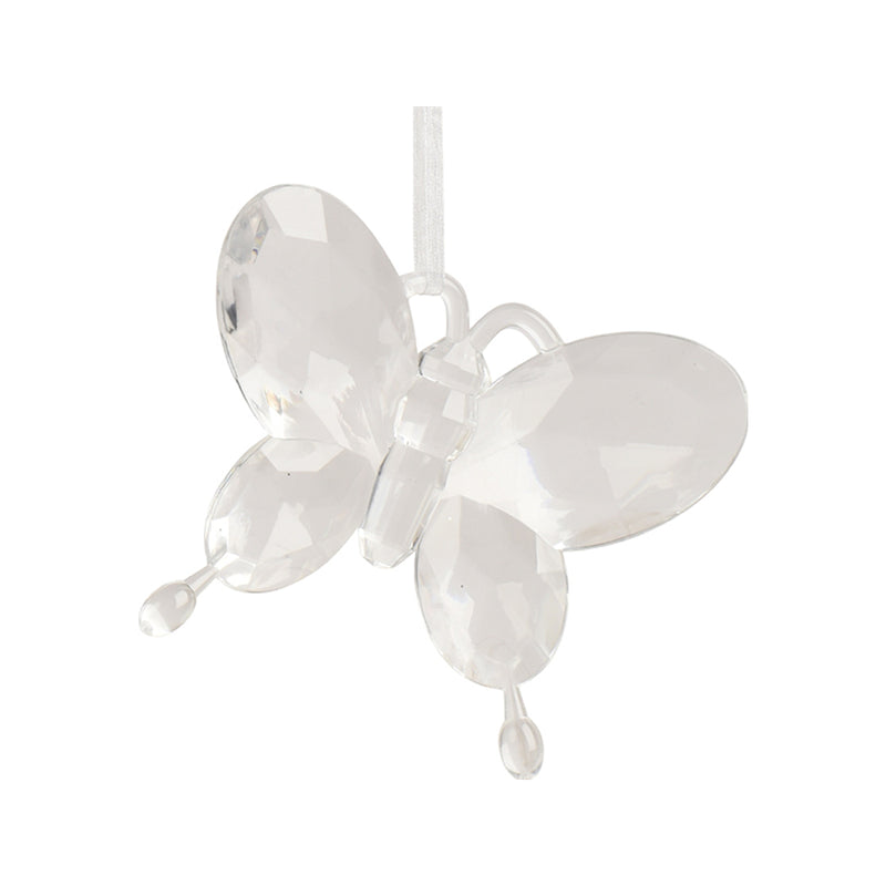 Ornement papillon – Modèle 3 · Transparent / Argent / Irisé