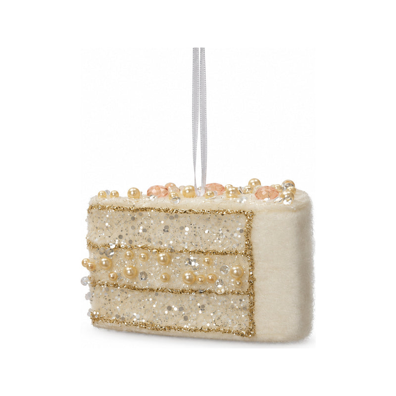 Ornement gourmand de Noël avec perles – Gâteau crème