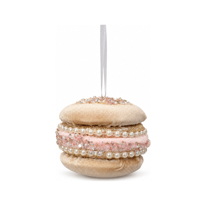 Ornement gourmand de Noël avec perles – Macaron champagne