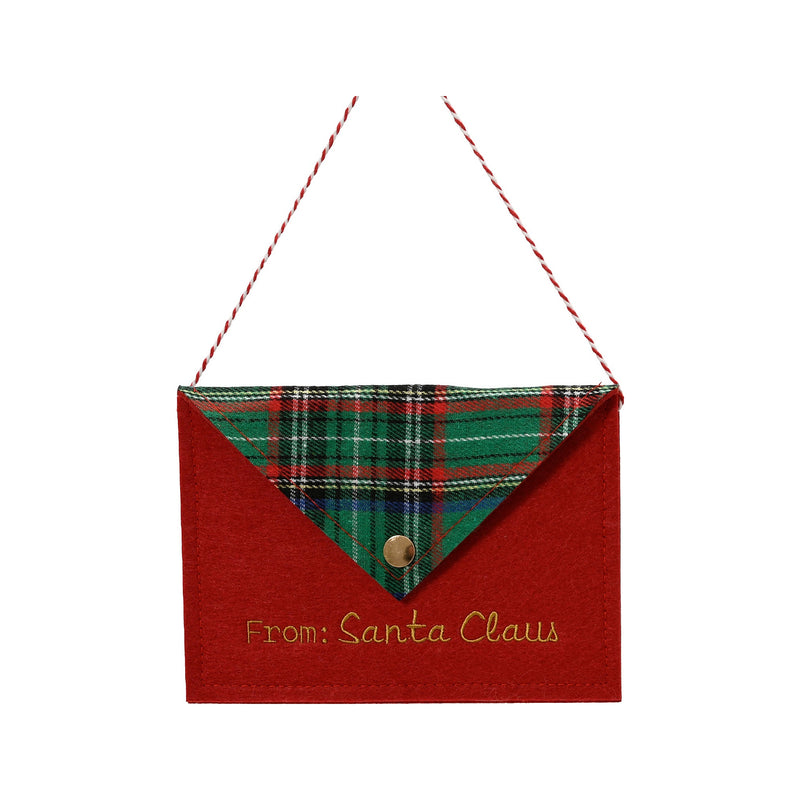 Enveloppe du Père Noël en feutre – Tartan vert