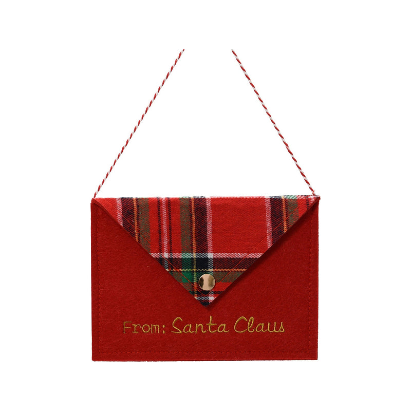 Enveloppe du Père Noël en feutre – Tartan rouge