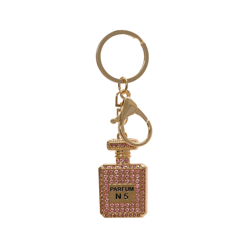 Porte-clés bijou à strass – Flacon de parfum · Doré