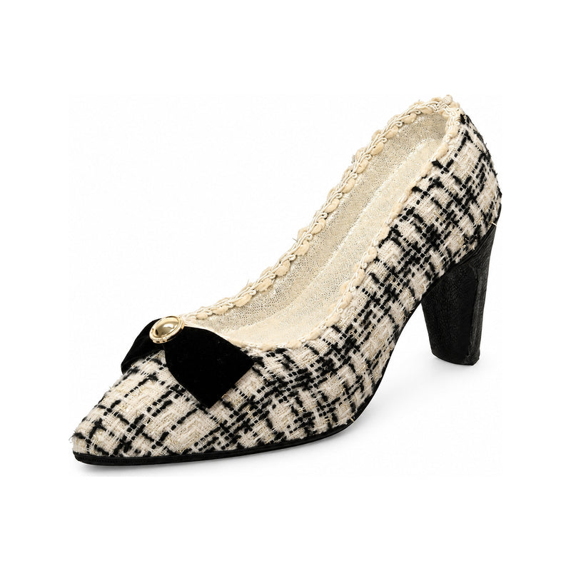 Chaussure décorative à talon – Tweed crème