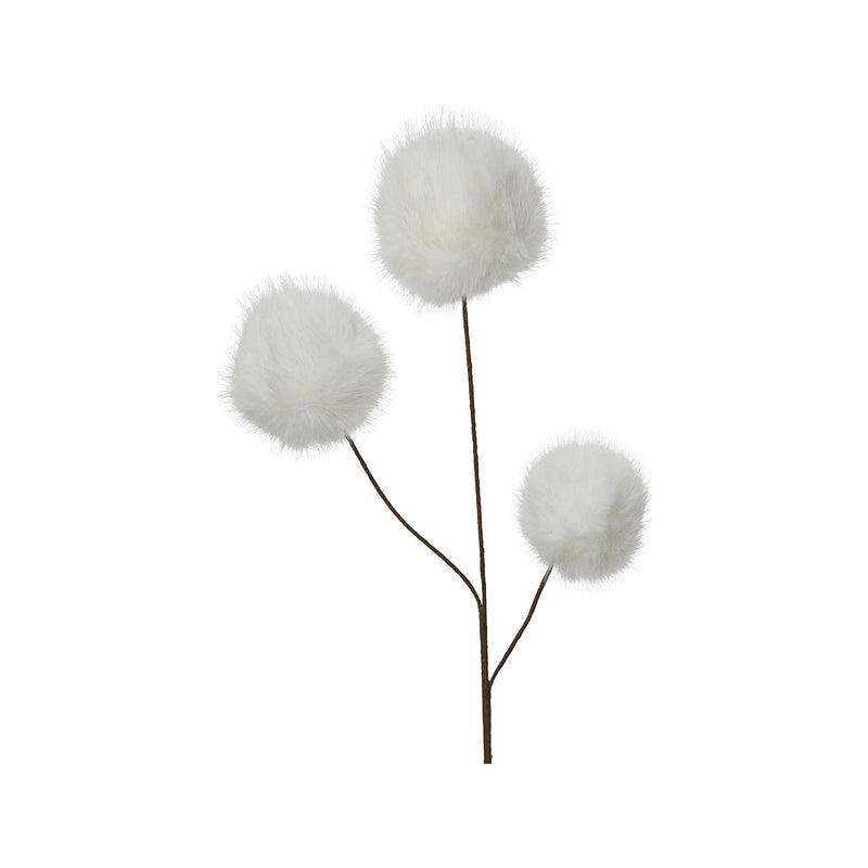 Tige décorative à boules duveteuses – Blanc