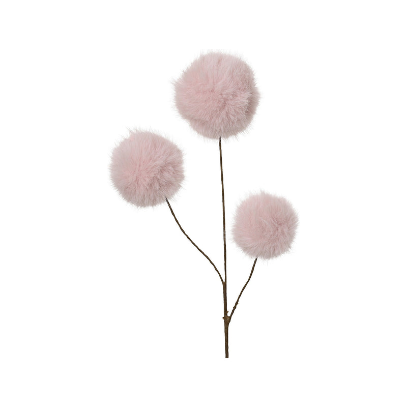 Tige décorative à boules duveteuses – Rose poudré