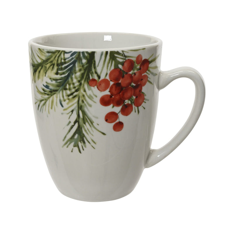 Tasse de Noël en porcelaine avec baies – Blanc — produit sur fond blanc