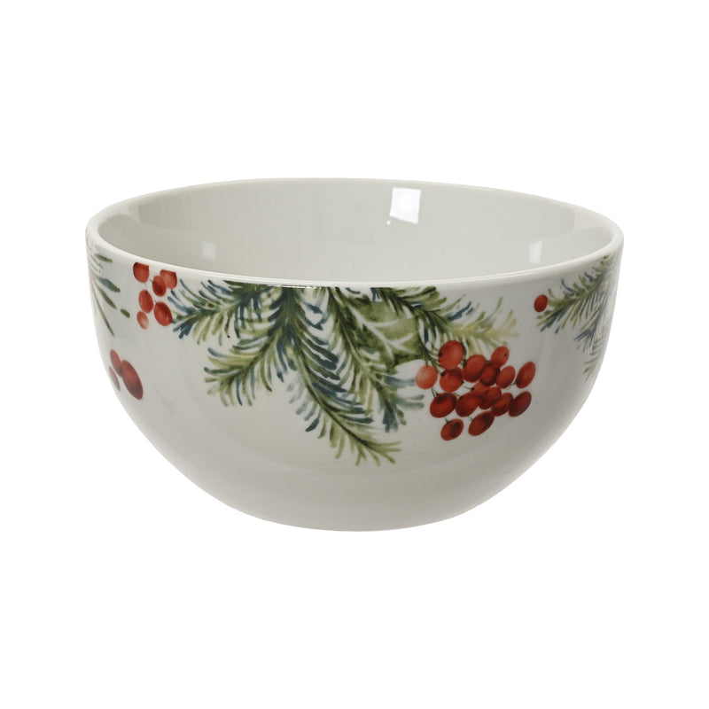 Bol de Noël en porcelaine avec baies – Blanc — produit sur fond blanc