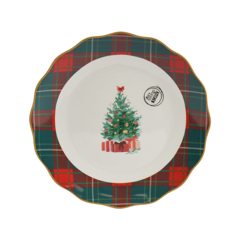 Assiette à dessert de Noël avec sapin – Blanc — produit sur fond blanc
