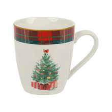 Tasse de Noël avec sapin et tartan – Blanc