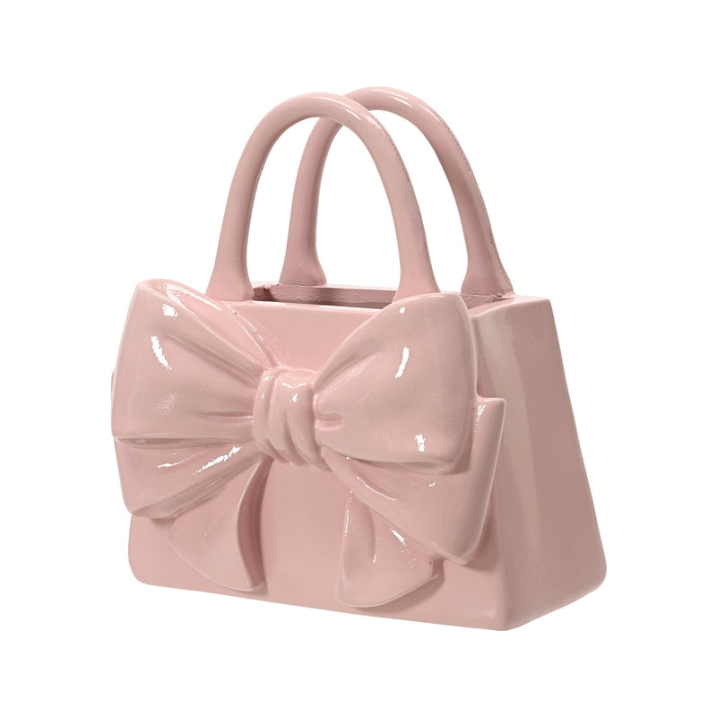 Cache-pot en forme de sac à main – Rose poudré