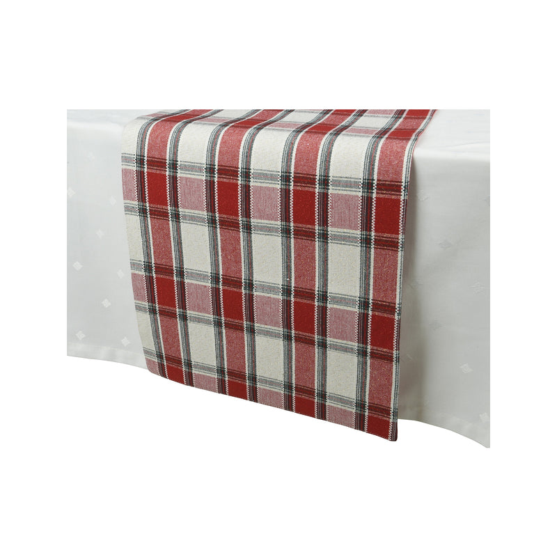 Chemin de table de Noël en coton tartan – Tartan rouge