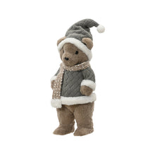 Ours de Noël en fausse fourrure – Debout · Gris / Beige
