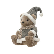 Ours de Noël en fausse fourrure – Assis · Gris / Beige