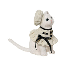 Animal décoratif de Noël en fausse fourrure – Chat · Blanc / Noir / Crème