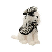 Animal décoratif de Noël en fausse fourrure – Chien · Blanc / Noir / Crème