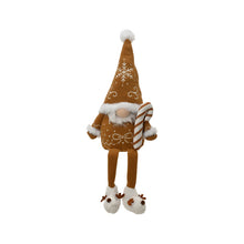 Gnome de Noël style pain d’épice – Brun — Assis à longues jambes — 17 × 10 × 49 cm — vue individuelle sur fond blanc