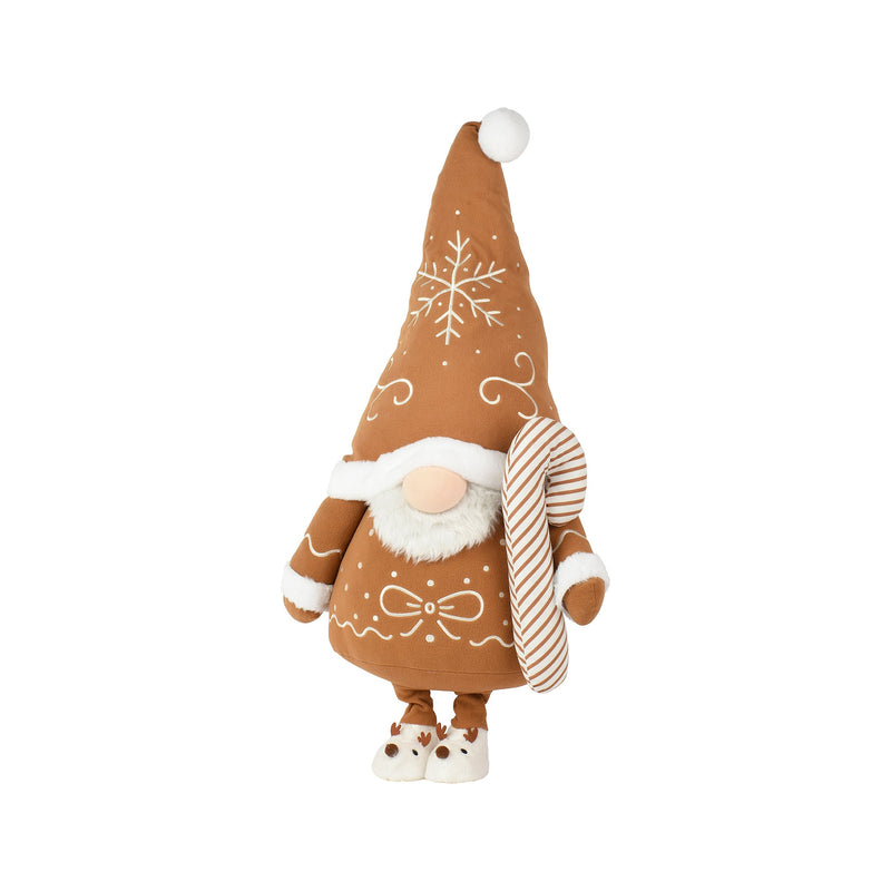 Gnome de Noël pain d’épice brun et crème – 115 cm