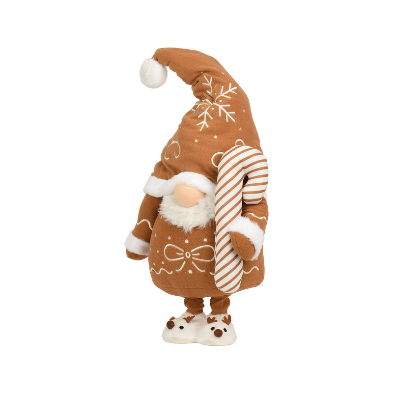 Gnome de Noël pain d’épice brun et crème – 90 cm